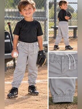 QBK boys 4T grey baseball sports pants #28
